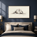 Birds On A Branch – Minimalist Bird Art With Heart And Bird Design - Lumberwave Creations
