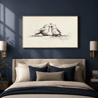 Birds On A Branch – Minimalist Bird Art With Heart And Bird Design - Lumberwave Creations