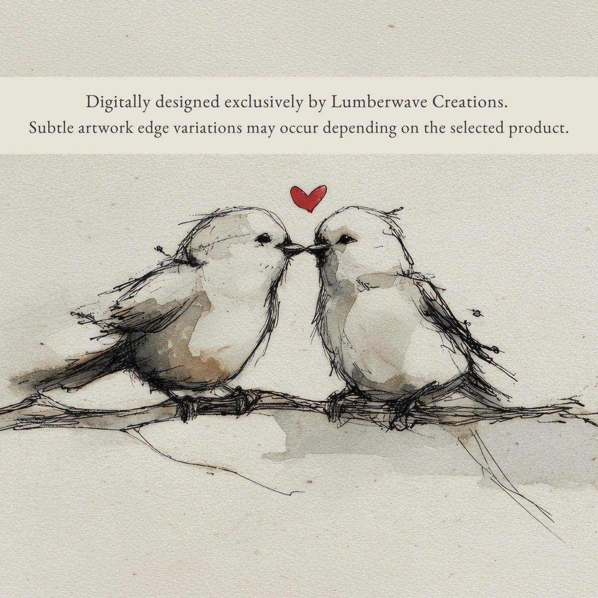 Birds On A Branch Print – Minimalist Bird Art With Heart And Bird Design - Lumberwave Creations