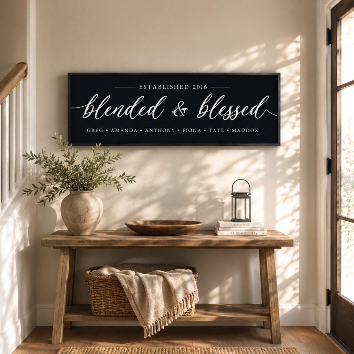 Blended Family Sign – Personalized Family Name Print | Living Room Wall Decor - Lumberwave Creations