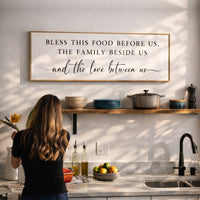 Bless The Food Sign – Family Blessing Print | Dining Room Wall Decor - Lumberwave Creations