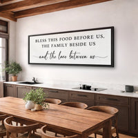 Bless The Food Sign – Family Blessing Print | Dining Room Wall Decor - Lumberwave Creations