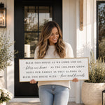 Bless This House Sign – Family Blessings Print | Farmhouse Style Entryway Wall Decor - Lumberwave Creations