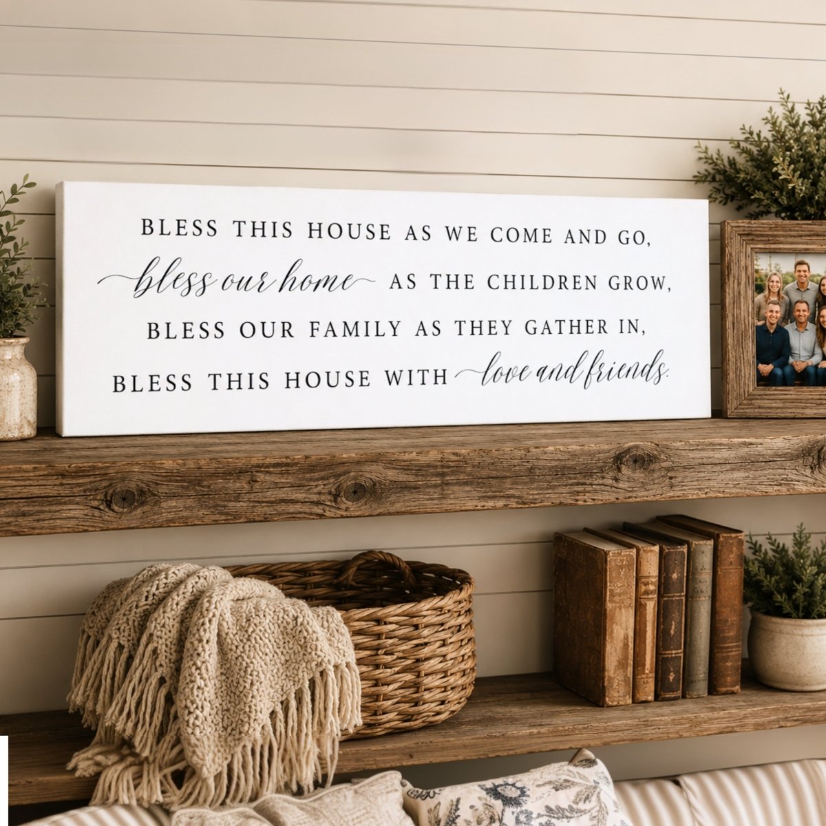 Bless This House Sign – Family Blessings Print | Farmhouse Style Entryway Wall Decor - Lumberwave Creations