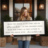 Bless This House Sign – Family Blessings Print | Farmhouse Style Entryway Wall Decor - Lumberwave Creations