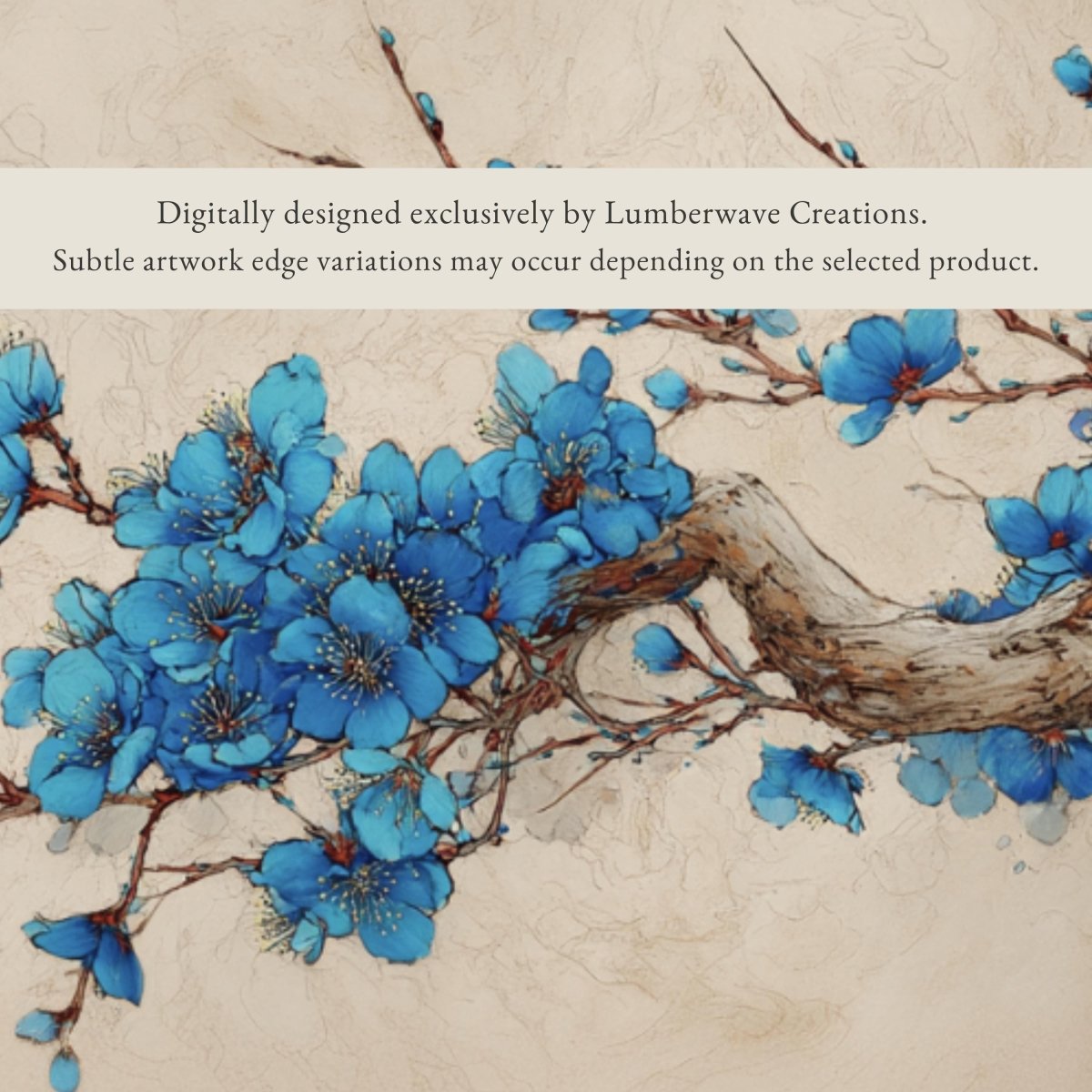 Blue Cherry Blossom Print - Japanese Wall Art | Floral Home Decor Accent - Lumberwave Creations