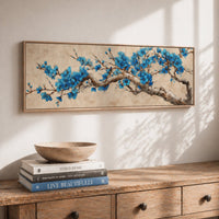 Blue Cherry Blossom Print - Japanese Wall Art | Floral Home Decor Accent - Lumberwave Creations