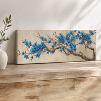 Blue Cherry Blossom Print - Japanese Wall Art | Floral Home Decor Accent - Lumberwave Creations