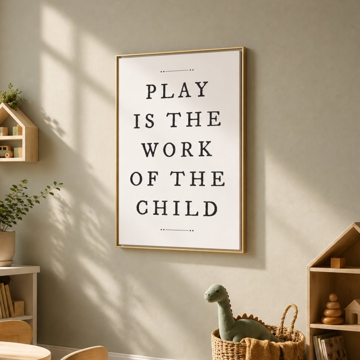 Boho Kids Wall Decor – Play Is The Work Print | Playroom Classroom Sign Art - Lumberwave Creations