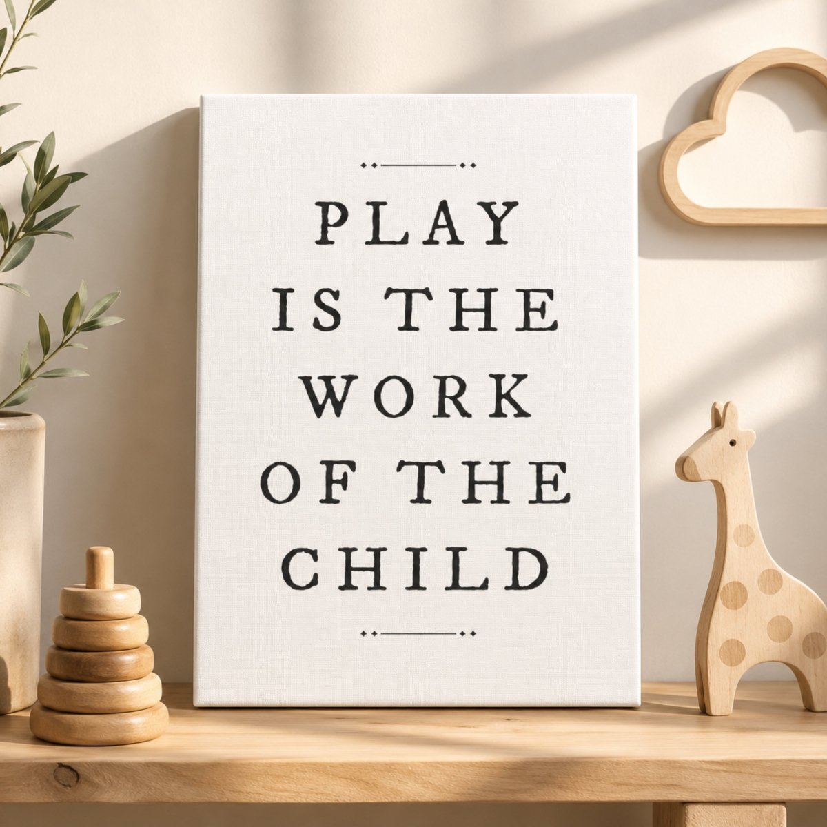 Boho Kids Wall Decor – Play Is The Work Print | Playroom Classroom Sign Art - Lumberwave Creations