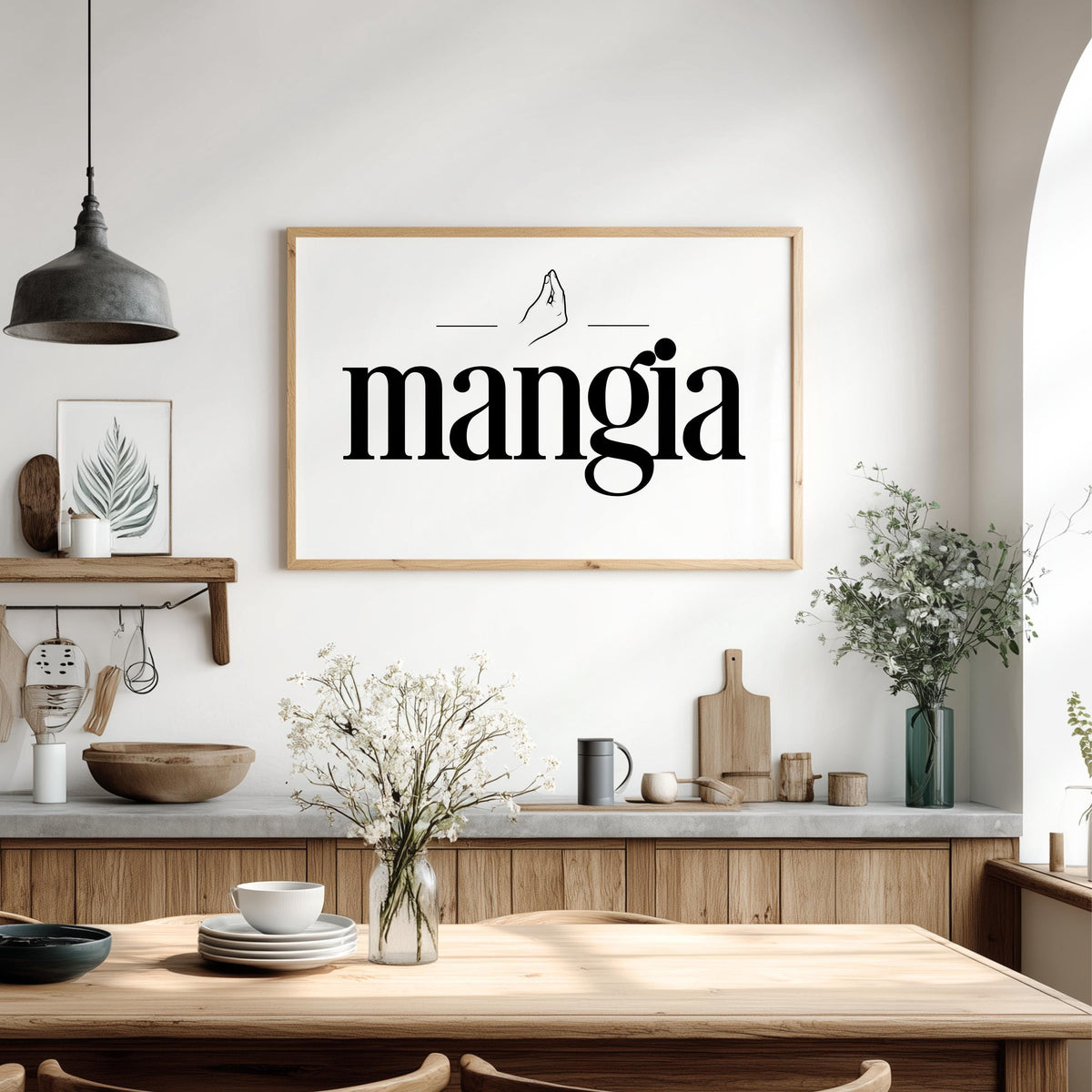 Italian Kitchen Wall Decor – Mangia Kitchen Print | Let's Eat Wall Art Sign