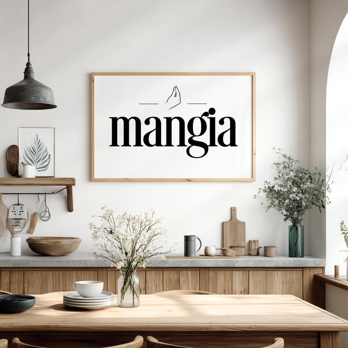 Italian Kitchen Wall Decor – Mangia Kitchen Print | Let's Eat Wall Art Sign