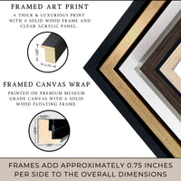 The image is a collage of various framed art prints and canvas wraps, showcasing different sizes and materials. The text provides information about the products, including their features and dimensions. The image does not contain any text that is too long or repetitive, and it does not describe each item individually. Instead, it focuses on the overall presentation and highlights the different sizes and materials of the framed art prints and canvas wraps.