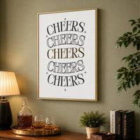 Cheers Wall Decor - Home Bar Prints & Bar Cart Wall Art | Happy Hour Sign - Lumberwave Creations