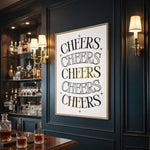 Cheers Wall Decor - Home Bar Prints & Bar Cart Wall Art | Happy Hour Sign - Lumberwave Creations