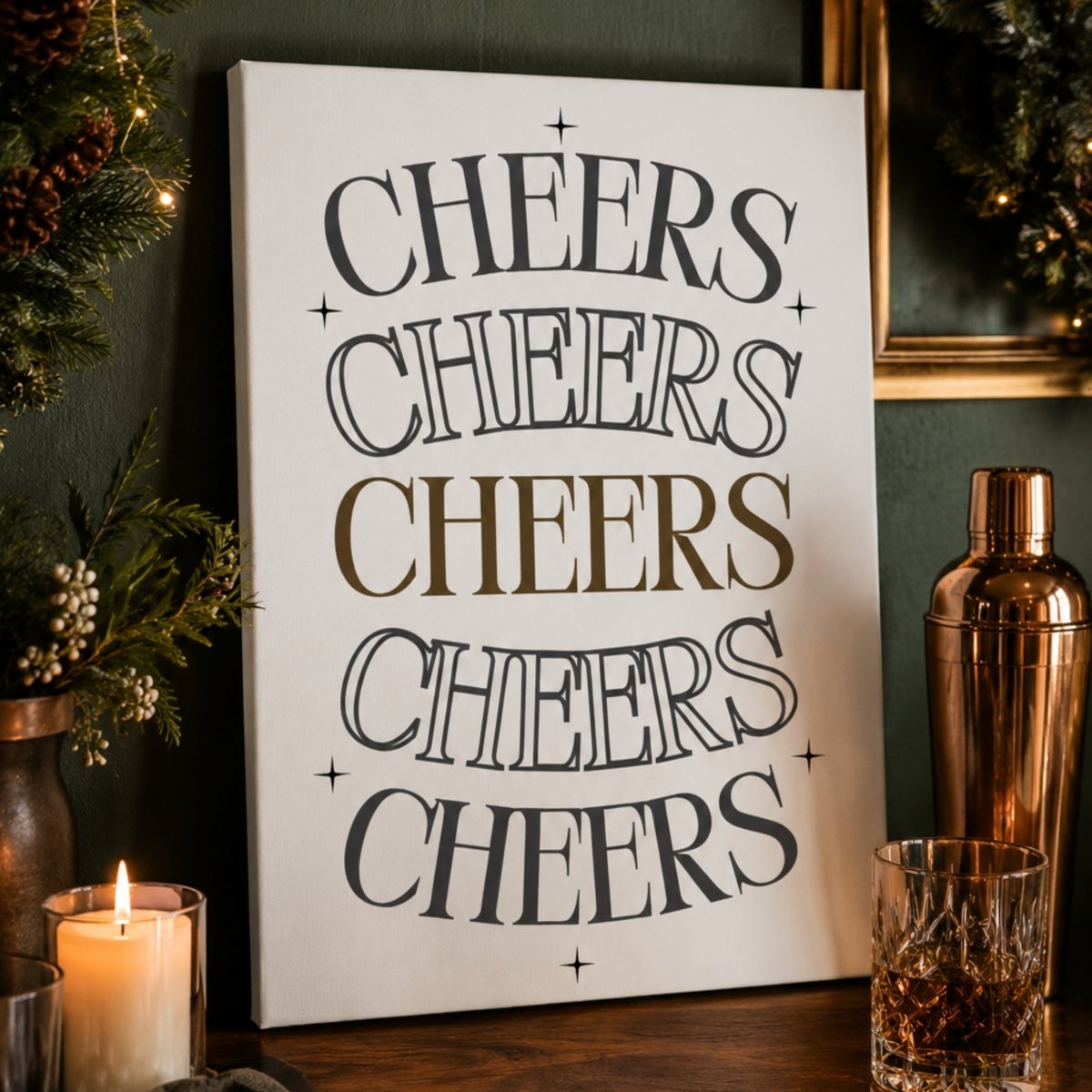Cheers Wall Decor - Home Bar Prints & Bar Cart Wall Art | Happy Hour Sign - Lumberwave Creations
