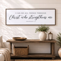 Christ Scripture Sign - Philippians 4:13 Print | Christian Wall Decor & Faith Art - Lumberwave Creations