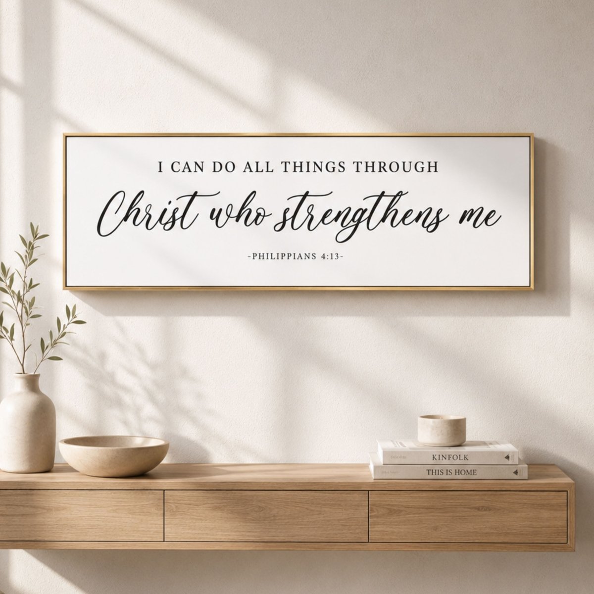 Christ Scripture Sign - Philippians 4:13 Print | Christian Wall Decor & Faith Art - Lumberwave Creations