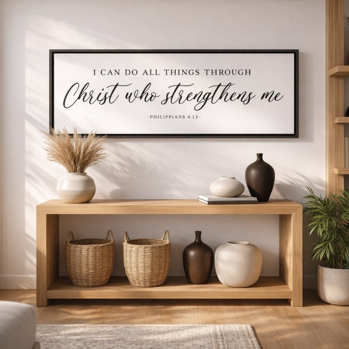 Christ Scripture Sign - Philippians 4:13 Print | Christian Wall Decor & Faith Art - Lumberwave Creations