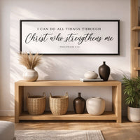 Christ Scripture Sign - Philippians 4:13 Print | Christian Wall Decor & Faith Art - Lumberwave Creations