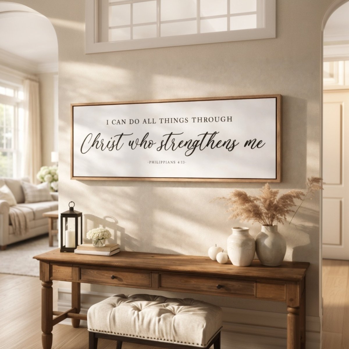 Christ Scripture Sign - Philippians 4:13 Print | Christian Wall Decor & Faith Art - Lumberwave Creations