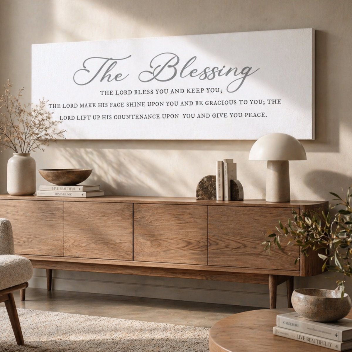 Christian Prayer Wall Art - The Blessing Bible Verse Print | Inspirational Scripture Decor - Lumberwave Creations
