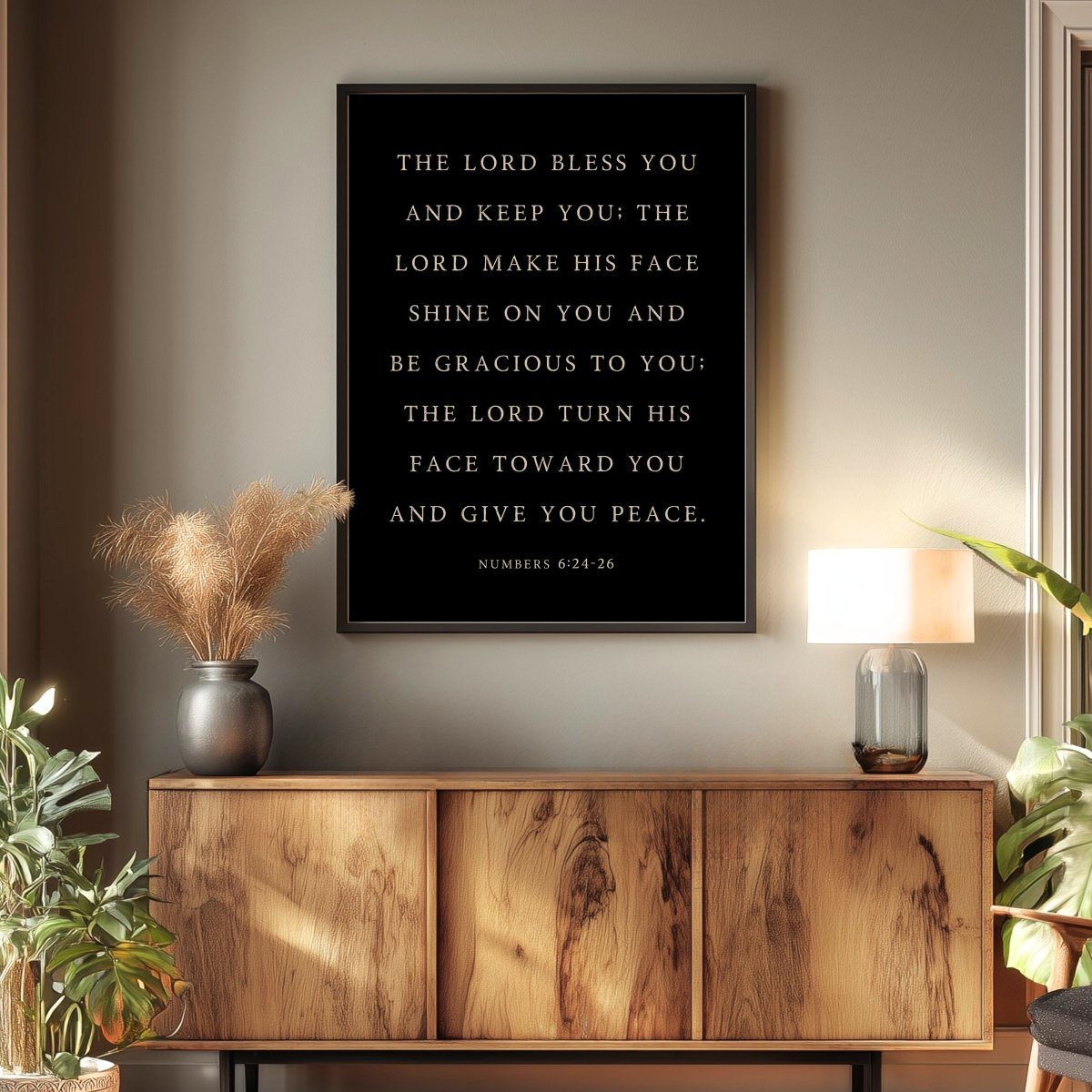 Christian Scripture Wall Art – Numbers 6:24 - 26 Blessing Quote Sign for Home Decor - Lumberwave Creations