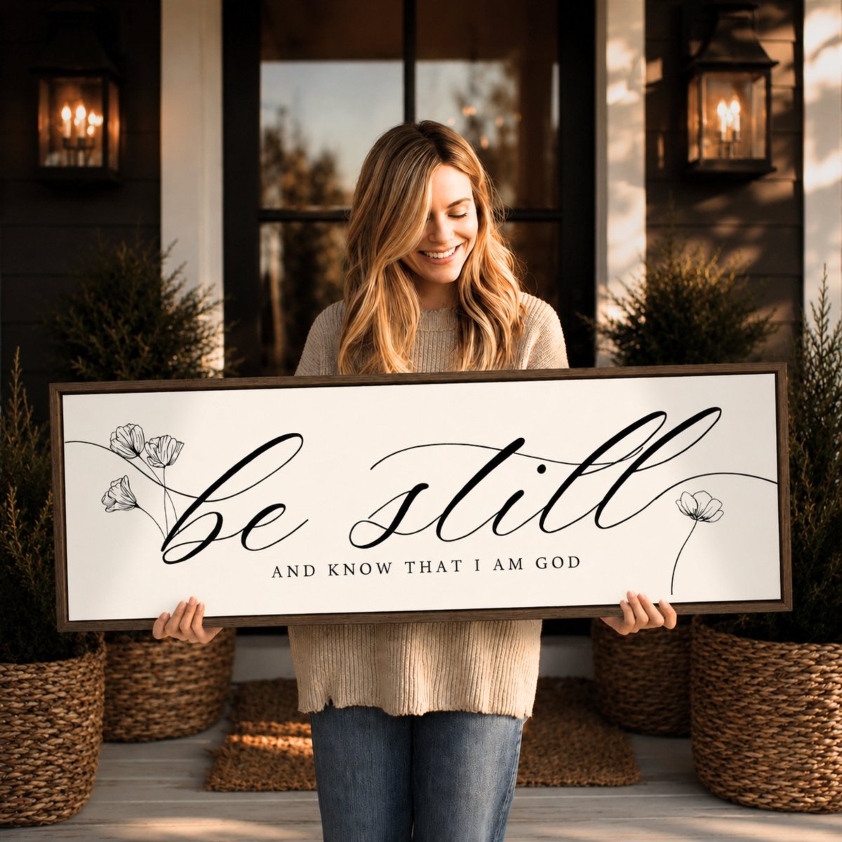 Christian Scripture Wall Decor – Be Still and Know Sign | Psalm 46 Bible Verse - Lumberwave Creations