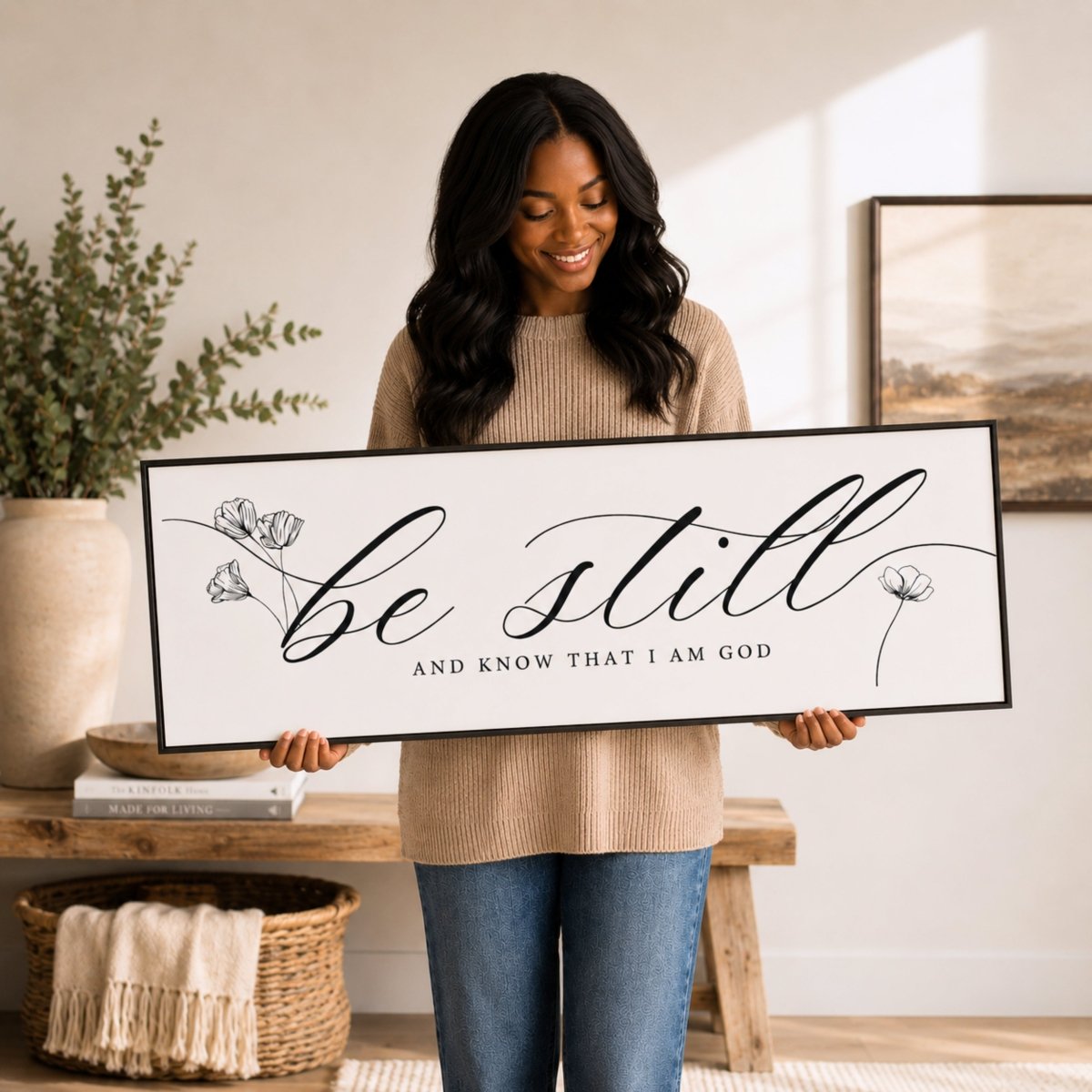 Christian Scripture Wall Decor – Be Still and Know Sign | Psalm 46 Bible Verse - Lumberwave Creations