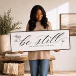 Christian Scripture Wall Decor – Be Still and Know Sign | Psalm 46 Bible Verse - Lumberwave Creations
