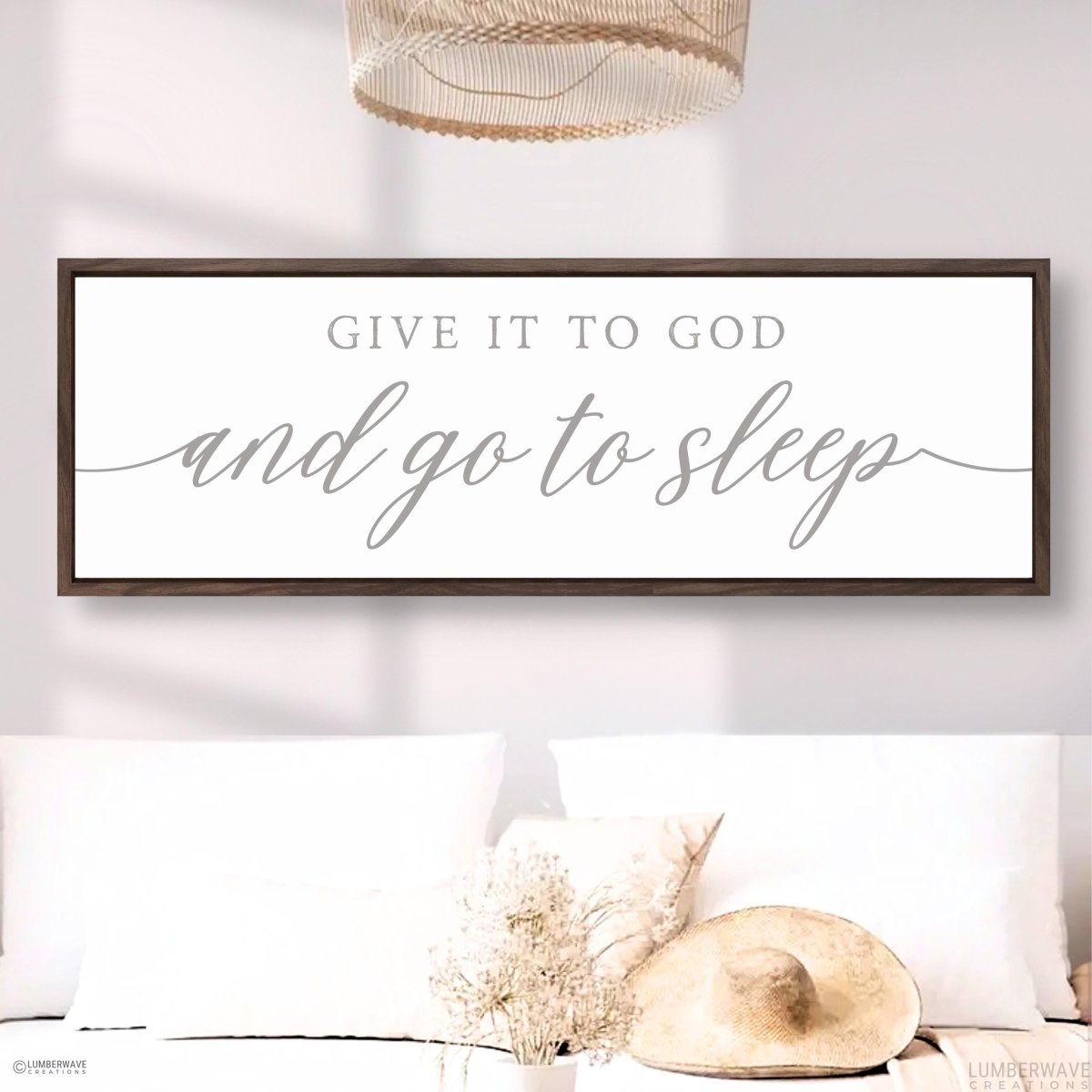 Christian Wall Decor – Give It God Sign | Master Bedroom Wall Art | Bible Verse Print - Lumberwave Creations