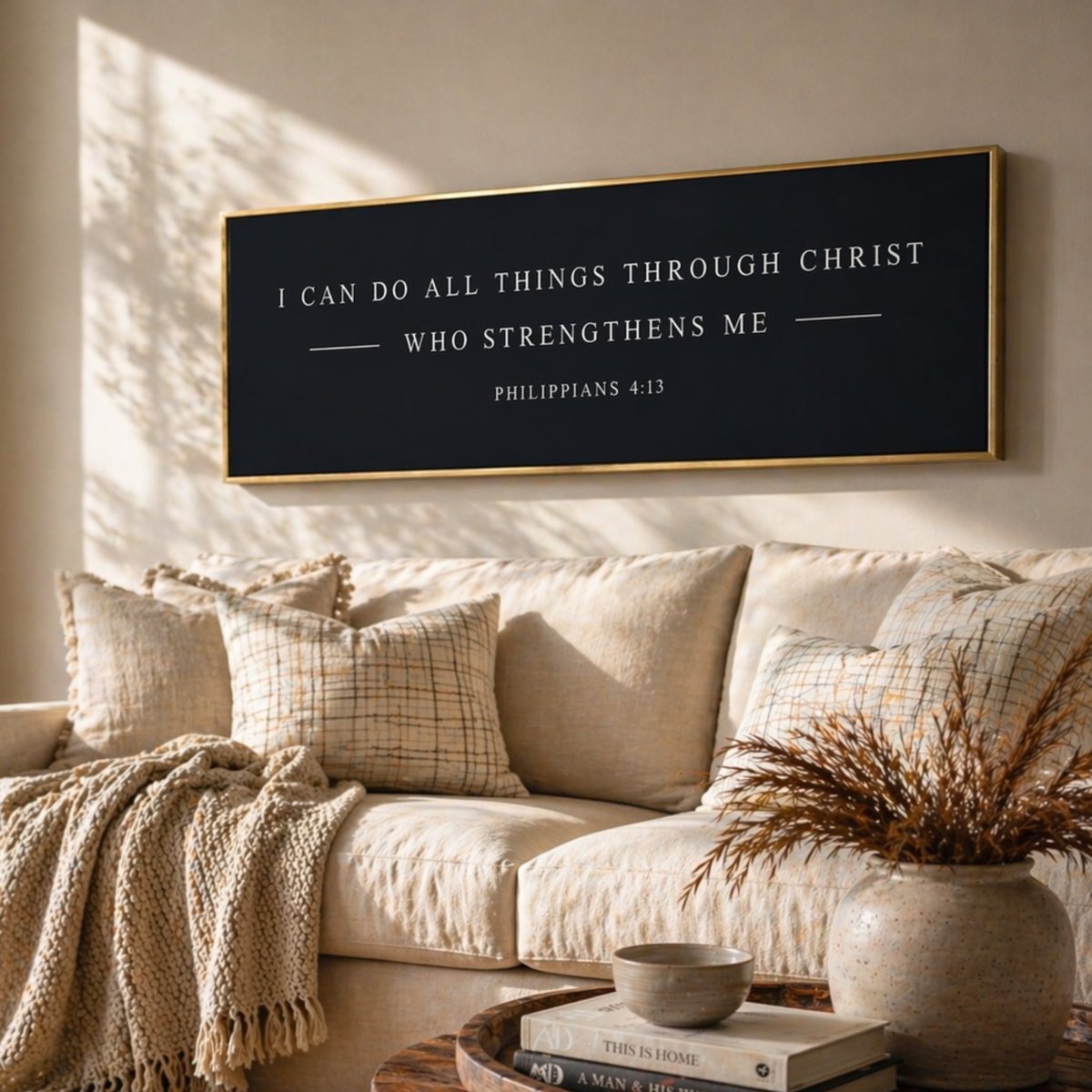 Christian Wall Decor – Philippians 4 13 Bible Verse Sign | Inspirational Scripture Art - Lumberwave Creations