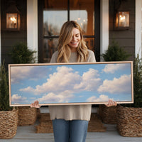Cloud Wall Art – Blue Sky Painting | Modern Cloud Print, Neutral Color Decor - Lumberwave Creations