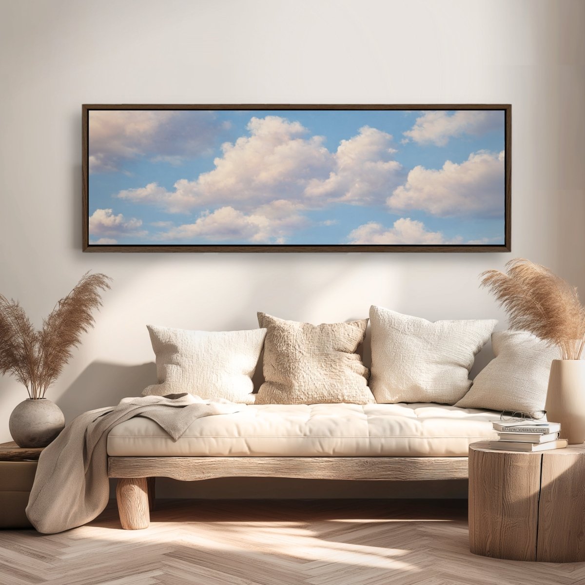 Cloud Wall Art – Blue Sky Painting | Modern Cloud Print, Neutral Color Decor - Lumberwave Creations