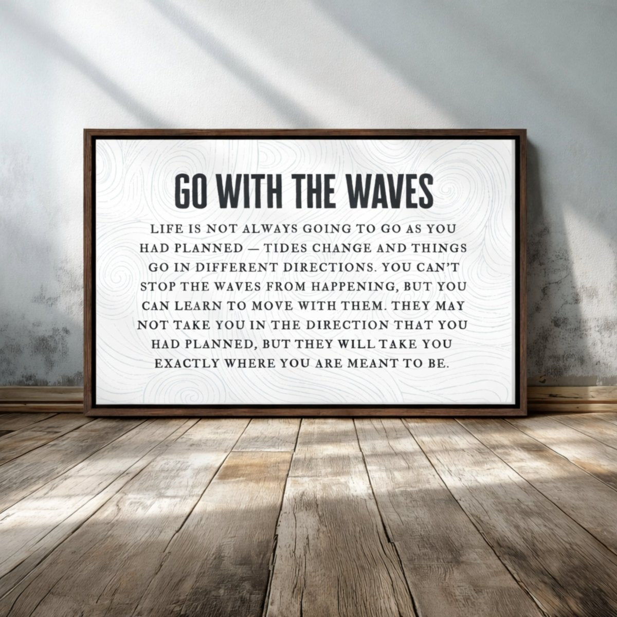 Coastal Wall Art - Go With The Waves Inspirational Quote Print | Beach House Decor - Lumberwave Creations