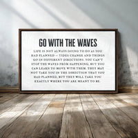 Coastal Wall Art - Go With The Waves Inspirational Quote Print | Beach House Decor - Lumberwave Creations