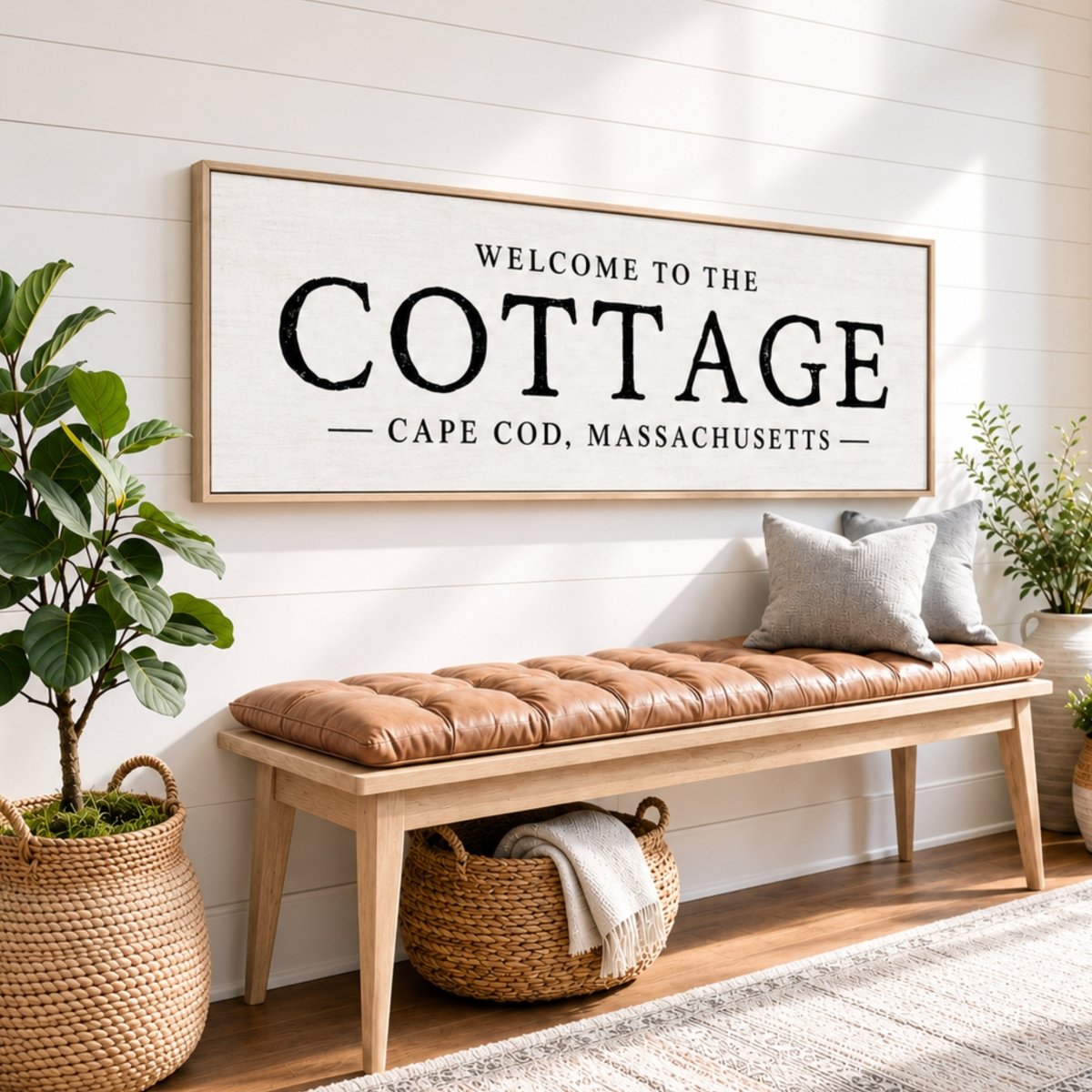 Cottage Welcome Sign - Personalized City & State Plaque | Guest House Decor - Lumberwave Creations