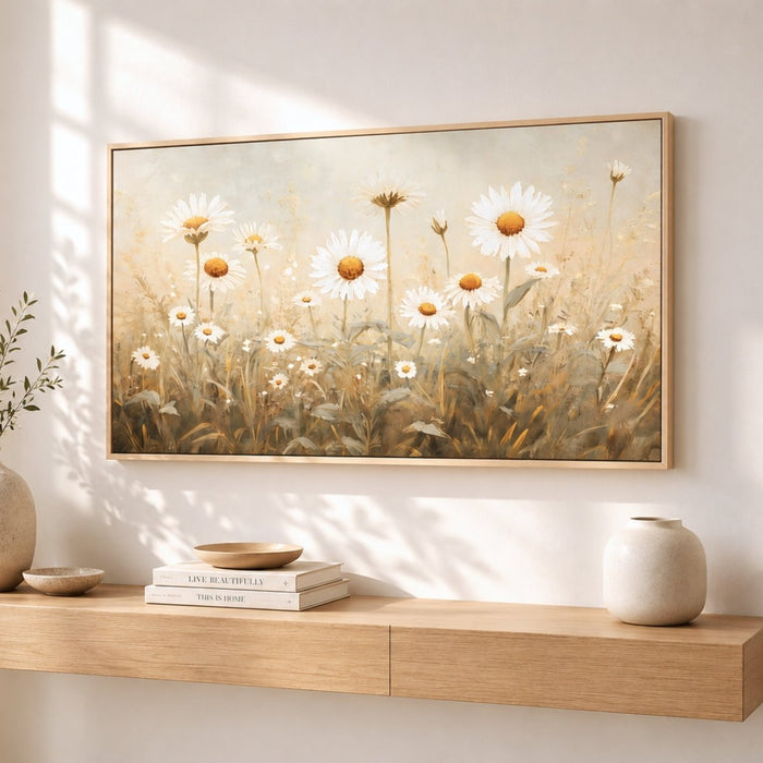 Daisy Flower Wall Art, Vintage Floral Print, Field of Flowers - Lumberwave Creations
