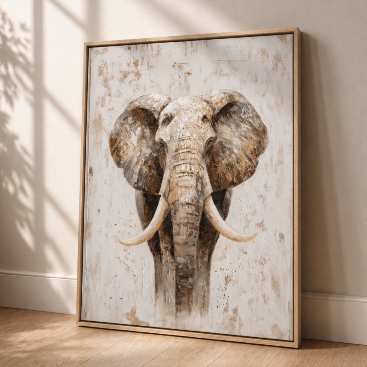 Elephant Wall Art - Neutral Animal Print | Modern Safari Decor for Living Room - Lumberwave Creations