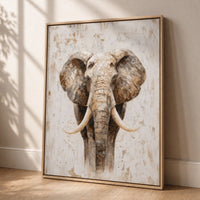 Elephant Wall Art - Neutral Animal Print | Modern Safari Decor for Living Room - Lumberwave Creations