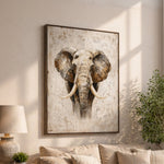 Elephant Wall Art - Neutral Animal Print | Modern Safari Decor for Living Room - Lumberwave Creations