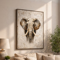 Elephant Wall Art - Neutral Animal Print | Modern Safari Decor for Living Room - Lumberwave Creations
