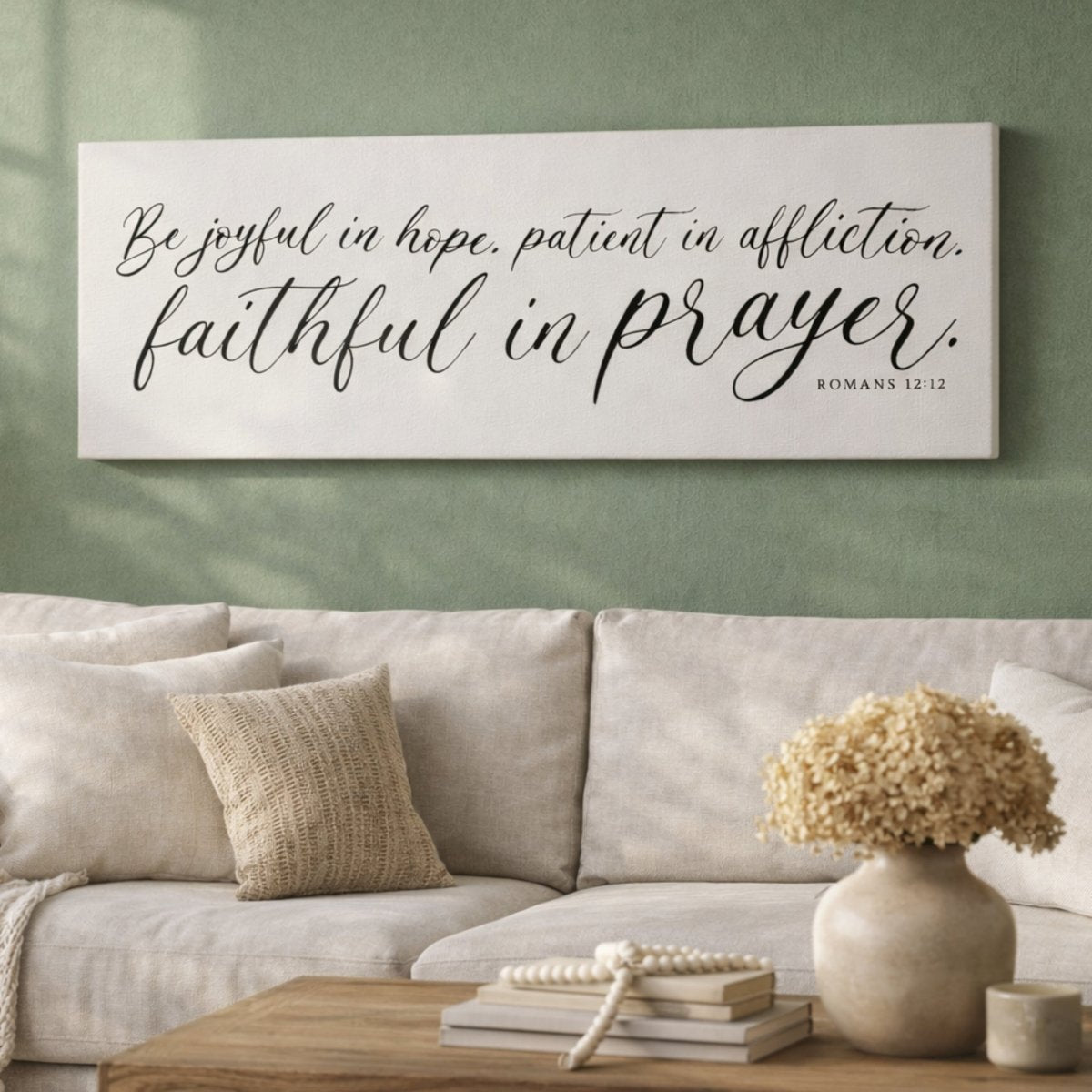 Faithful In Prayer Sign - Romans 12 Scripture Wall Decor | Inspirational Bible Quote Print - Lumberwave Creations