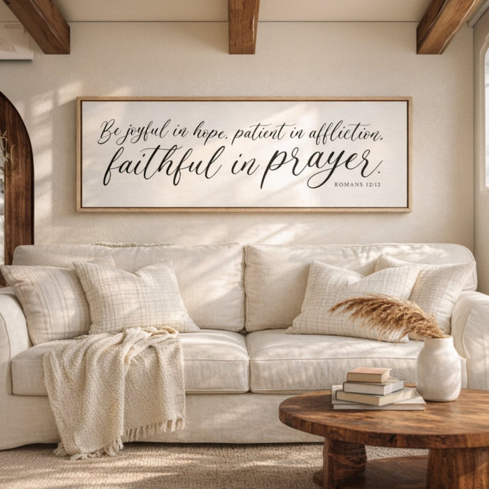 Faithful In Prayer Sign - Romans 12 Scripture Wall Decor | Inspirational Bible Quote Print - Lumberwave Creations