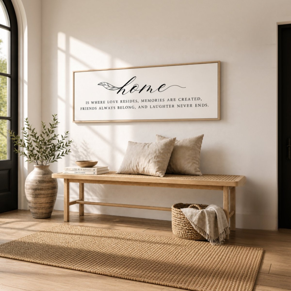 Family Home Wall Decor - Modern Farmhouse Entryway Wall Sign With Love Resides Artwork - Lumberwave Creations