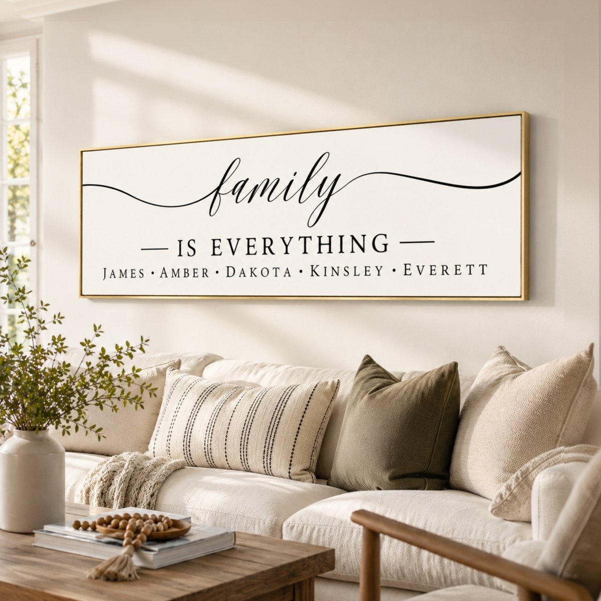 Family Is Everything Sign - Personalized Family Names Decor | Entryway Wall Art - Lumberwave Creations