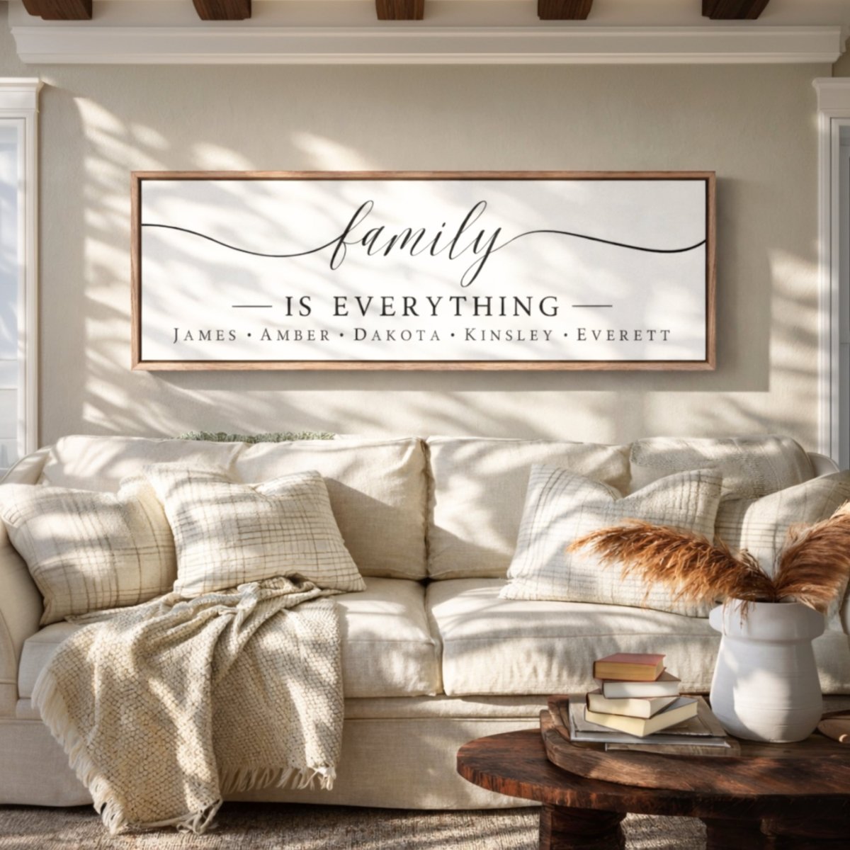 Family Is Everything Sign - Personalized Family Names Decor | Entryway Wall Art - Lumberwave Creations