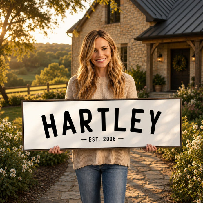 Family Last Name Sign, Wedding Established Date Print, Gift For Newlyweds - Lumberwave Creations