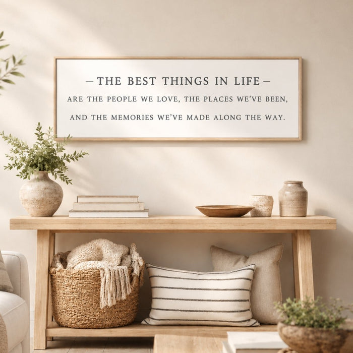 Family Quote Sign - Inspirational Wall Art | Best Things In Life Entryway Decor - Lumberwave Creations