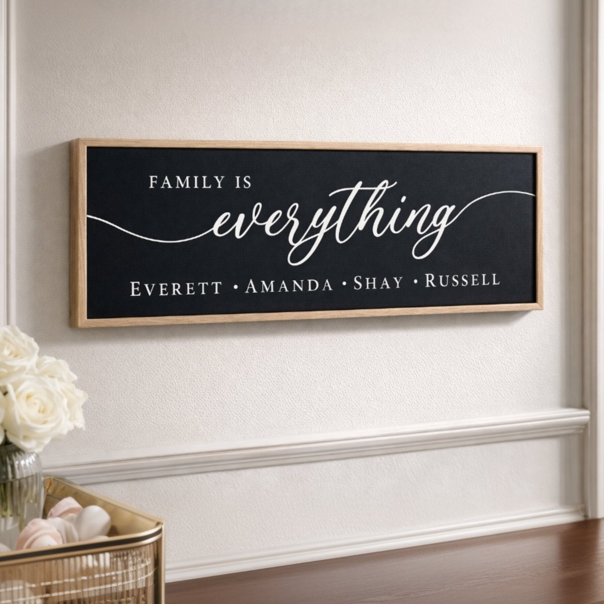 Family Wall Decor - Personalized Family Sign With First Names Print For Entryway - Lumberwave Creations